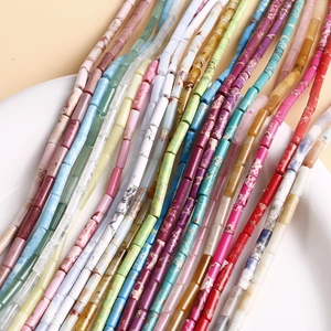 Macro shot of colorful cylindrical stone beads with cracked texture for DIY jewelry