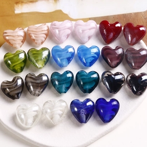 Perle a Lume Colorate Fatte a Mano a Forma di Cuore Spirale Sfumata in Vetro Sfuse per Collana Bracciale Gioielli Fai da Te