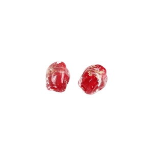 Coppia di perle a rosa rossa in vetro con foglia d'oro per accessori gioielli DIY