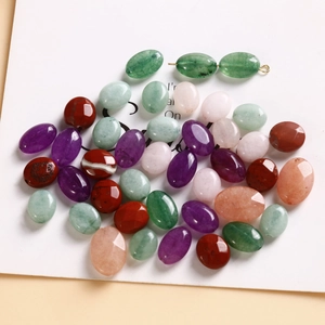 Natural Stone Beads Oval Polished Semi-Precious Gemstones For DIY Jewelry Making Bracelet Earring Handmade Accessories Material