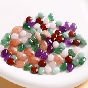 Polished colorful oval semi-precious natural stone beads for DIY jewelry making