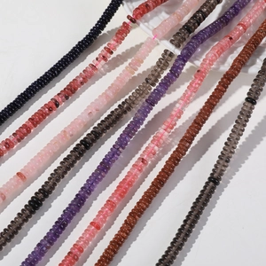 Geometric Natural Stone Rondelle Beads For Jewelry Making DIY Handmade Bracelets Necklaces Rose Quartz Amethyst Beads Strand