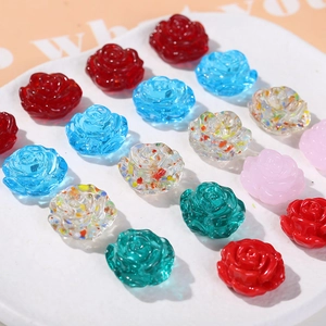 Macro de perles de rose en résine colorée pour bijoux DIY et décor d'ongles