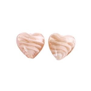 Perline di vetro a forma di cuore rosa con spirali bianche per gioielli DIY