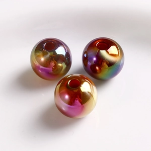 Aurora iridescent baroque acrylic round beads with central holes for DIY jewelry making