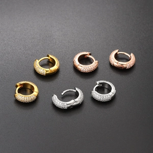 Iced out zircon hoop earrings in gold, silver and rose gold finishes for a hip hop style
