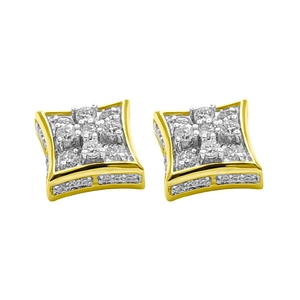 Hip Hop Square Stud Earrings For Men Unisex Copper Zirconia Screw Back Iced Out Geometric Earrings Streetwear Jewelry