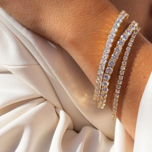 Kupfer Zirkonia Tennis-Armband Für Damen Herren Klassische Runde CZ Kette Armband Gold Silber Roségold Schmuck