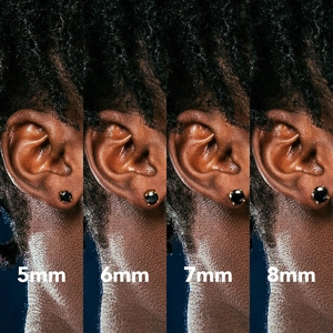 Men's Round Black Zirconia Stud Earrings Hip Hop Minimalist Copper Four Six Prong Plated Jewelry For Daily Party Accessory