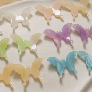 Colorful acetate butterfly charms with gradient marble texture for DIY jewelry making