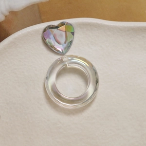 Iridescent AB acrylic heart and hollow round pendant charms for DIY jewelry making accessories
