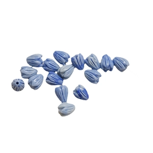 Blue marble tulip bud beads made of resin for DIY handmade jewelry and craft projects