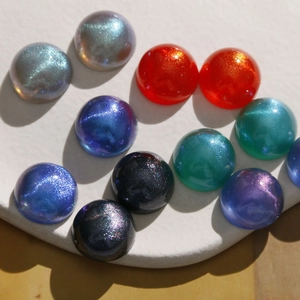 18mm starry dreamlike colorful acrylic half-round beads with fine glitter for DIY jewelry