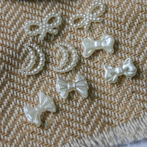 Miniature cream pearl charms with hollow stars and moon for DIY shoe buckle decoration
