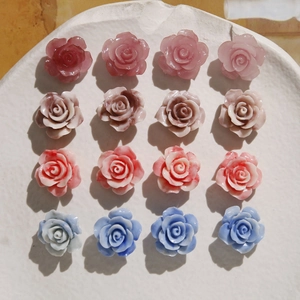 Gradient Rose Flower Shell Powder Beads Perforated DIY Jewelry Making Accessories Decorative Charms For Phone Case Handcraft