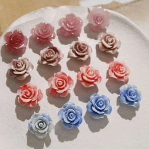 16mm shell powder gradient rose flower beads for DIY crafts and phone case decor
