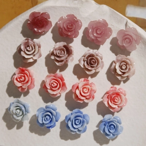 16mm shell powder gradient rose flower beads for DIY jewelry and hair accessories