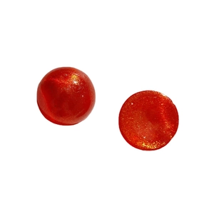 Pair of 18mm iridescent orange acrylic cabochons with sparkling gold glitter texture
