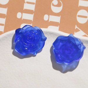 30mm tiefblaue Harz-Kamelien-Rosenblüten für DIY-Haarspangen und Handyhüllen-Deko