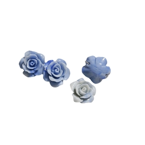 Blue and white gradient rose shape resin charms for DIY jewelry making and accessories