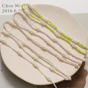 Elegant long pearl and colorful bead chain accessories for DIY shoes and jewelry making