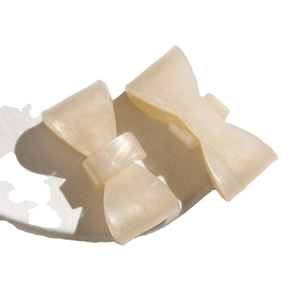 Iridescent cream bow hair clips set with pearlescent acetate texture for women