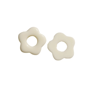 Minimalist cream-white five-petal flower resin charms with center hole for DIY earrings