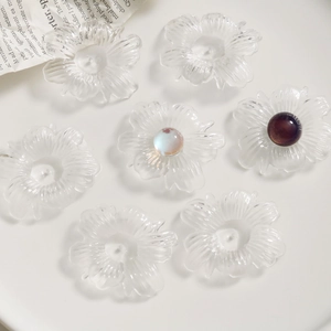 Set of seven clear acrylic flower DIY charms for earrings and hair accessories craft