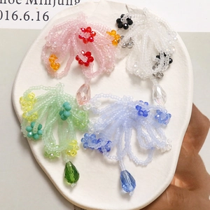 Handmade Woven Glass Beads Flower Charm Bow Teardrop Pendant Crystal Accessory For DIY Earrings Hair Clip Findings