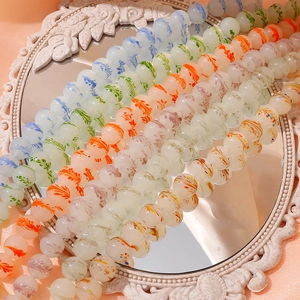 Artistic 13mm round glass beads with feather textures for DIY jewelry making