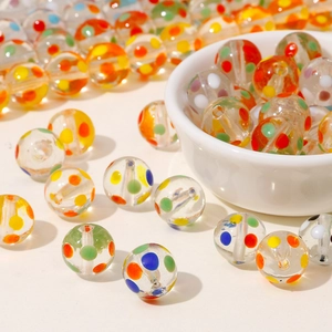 Handcrafted 12mm glass beads with colorful polka dots for DIY jewelry making sets