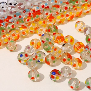 12mm colorful polka dot glass lampwork beads for DIY jewelry making and craft supplies