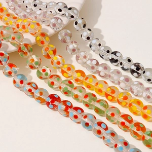 Colorful 12mm dotted glass beads for DIY necklaces and handmade jewelry crafts