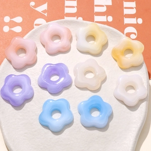 DIY Acrylic Marbled Flower Beads Hollow Five Petal Floral Charms For Jewelry Making Earrings Hairpins Accessories 21mm