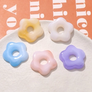 Colorful resin hollow five-petal flower charms for DIY jewelry making in pastel colors