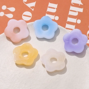 DIY colorful resin five-petal flower charms in pastel shades for jewelry making