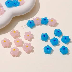 Cute 15mm Flower Lampwork Glass Beads Handmade DIY Jewelry Accessories For Bracelet Necklace Making Pink Blue Floral Beads