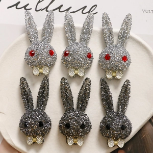 Rhinestone Rabbit Bow Tie Brooch DIY Patch Alloy Jewelry Accessories For Hair Clips Phone Case Decoration For Women