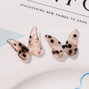 Chic butterfly acetate earrings parts with leopard print pattern for DIY jewelry design