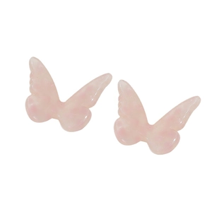 Pink butterfly shaped acetate resin charms with leopard pattern for DIY earrings and jewelry