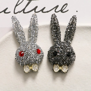 French rabbit brooch with bowknot and rhinestones for DIY hair accessories and crafts
