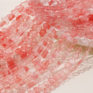 Mix of pink heart and star shaped translucent crystal beads for jewelry making