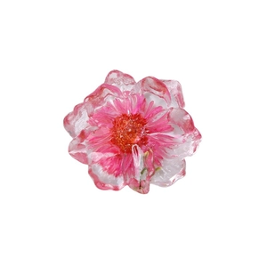 Pink dried flower resin pendant handmade accessory for DIY jewelry and phone case crafts