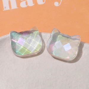 Breloques en résine chat holographique irisante pour bijoux DIY et coques de téléphone