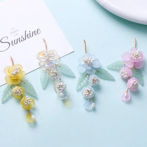Exquisite long tassel flower hairpins set in yellow, white, blue and pink pastel colors