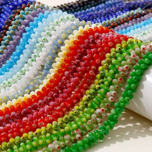 Millefiori Lampwork Glass Beads Oval Peanut Shape Loose Beads For DIY Bracelet Earring Jewelry Making Handmade Craft Materials