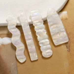 Irisierende Acryl Welle Rechteck DIY Haarspangen Zubehör Material Perlmuttweiß Schmuckzubehör Für Damen