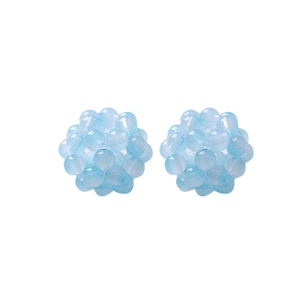 32mm light blue hollow braided bead ball accessory for DIY jewelry making and hair clips