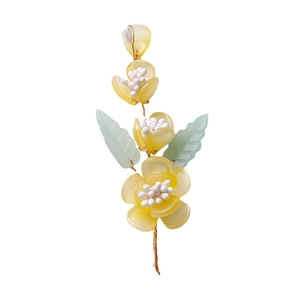 Exquisite handmade floral hair accessory with yellow gradient petals and gold metal wire frame
