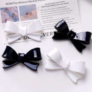 Polished Acrylic Resin Bowknot DIY Jewelry Accessory Patch For Hair Clips Headwear Clothing Decoration Black White One Piece